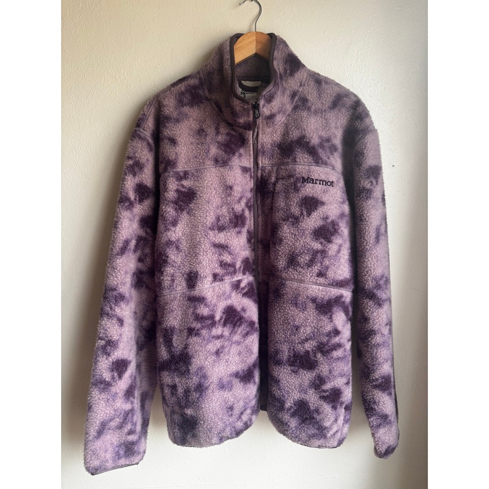Marmot Mens Hazy Purple Tie Dye‎ Sherpa Fleece Full Zip Jacket XL M14920